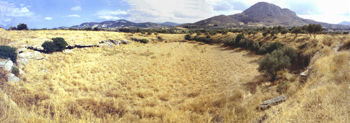 Panorama of the Amphitheater in Corinth, looking south